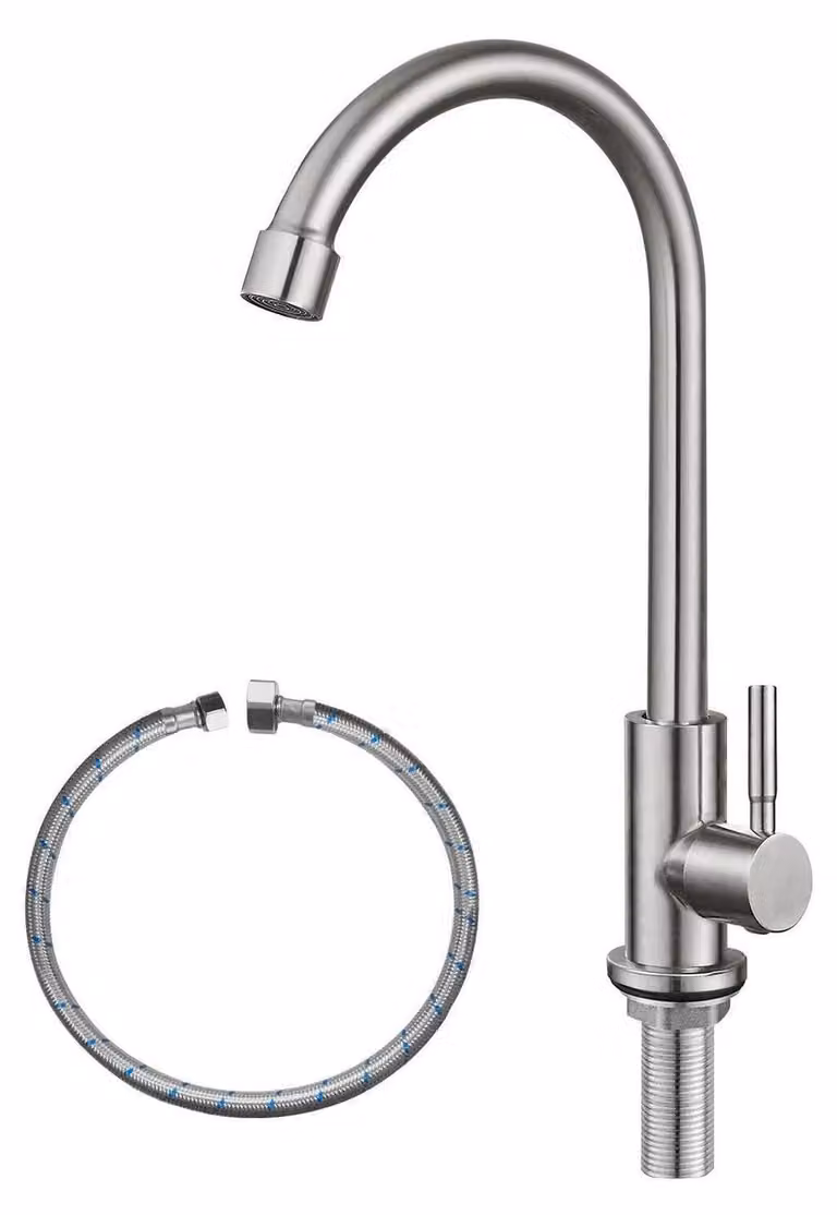 Rubinetto per acqua fredda, acciaio inossidabile, miscelatore monocomando, alto collo