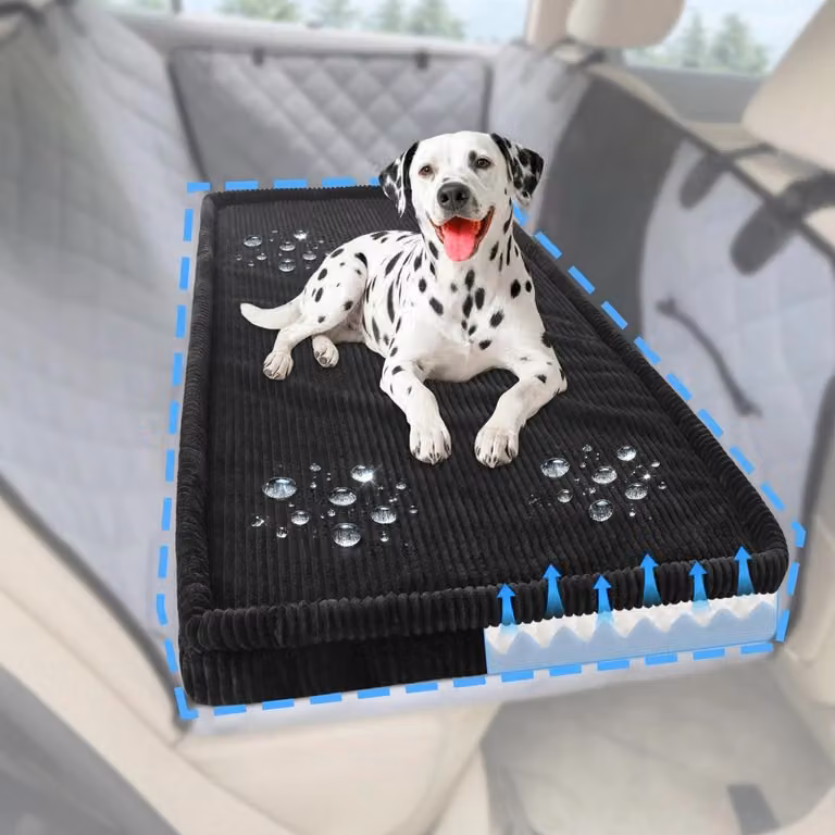 Cuccia per cani per auto, da posizionare sul sedile posteriore, dimensioni 127x62,5x5 cm, colore nero, lavabile, antiscivolo, ortopedica