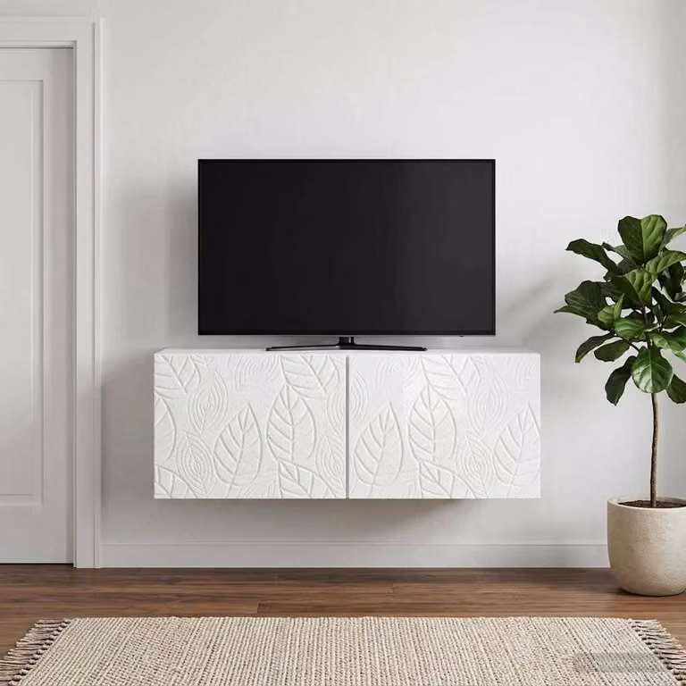 vidaXL Mobile Porta TV da Muro Bianco Lucido L: 59,5 cm, P: 41 cm, H: 30 cm