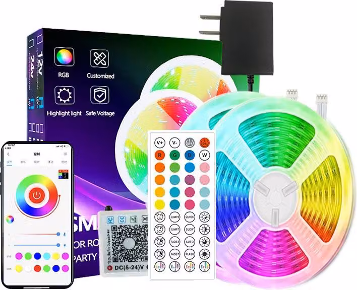 INF Kit Striscia LED RGB 15m con Telecomando, Tagliabile, per Gaming e Camera