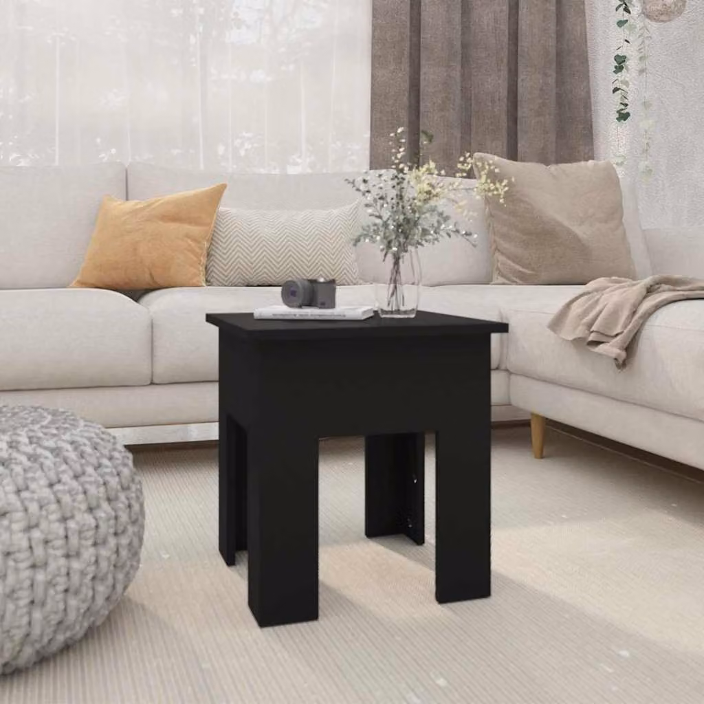 vidaXL Tavolino da Salotto Moderno Nero in MDF con Piano Quadrato L/P/H: 40 x 40 x 42 cm
