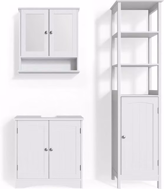 Set mobili bagno Bianco Bianco 3 pezzi Vicco