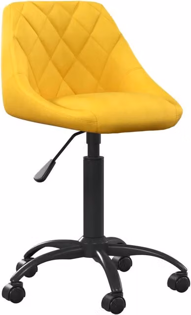 Sedia da Pranzo Moderna in Velluto Giallo con Ruote e Base Girevole 360 Gradi – 1