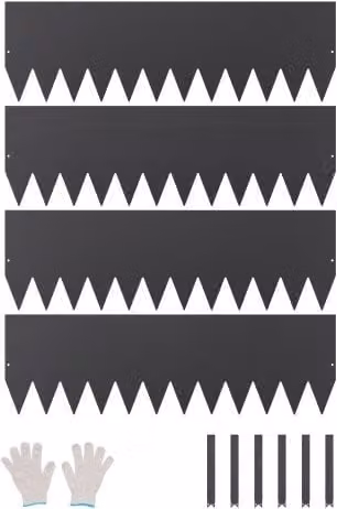 Bordura per giardino VEVOR in acciaio antiruggine nero, divisorio pieghevole per aiuole e prato, set da 4 pezzi, L: 101,6 cm, H: 30,48 cm, P: 1,5 mm