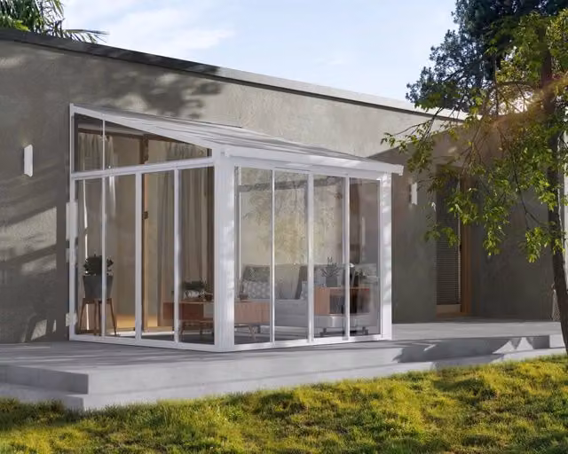 Pergola Chiusa Palram San Remo in Alluminio Bianco con Copertura in Policarbonato Trasparente L 300 cm – 1