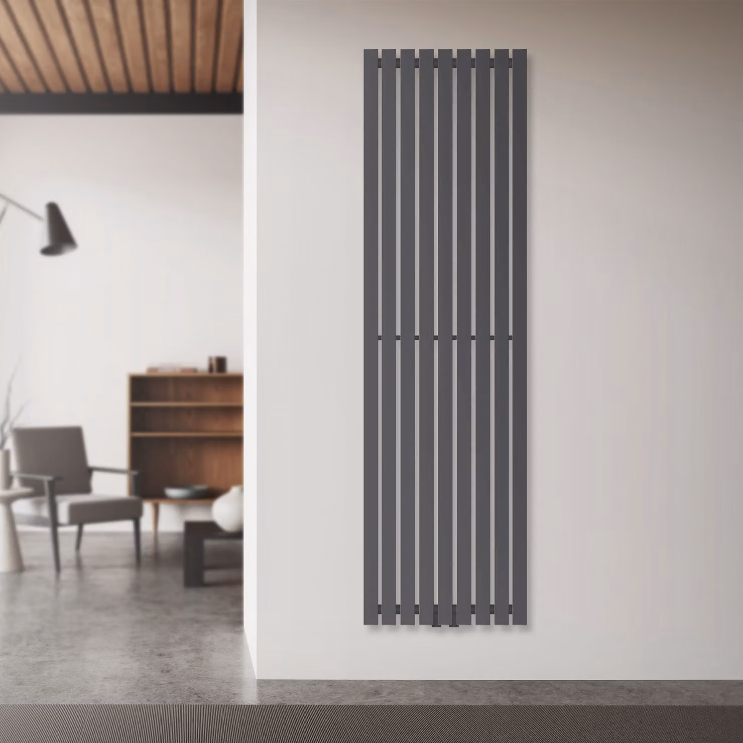 Radiatore a pannello LuxeBath, monostrato, 480x1600 mm, antracite, con attacco centrale, senza elemento riscaldante