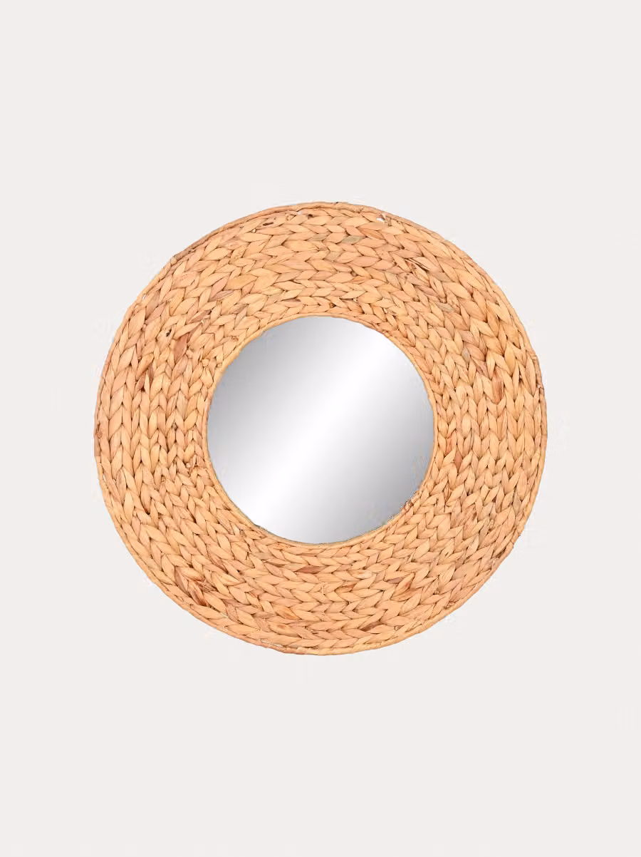 Specchio rotondo Nea in rattan color beige di Kenay Home, Diametro: 60 cm – 2
