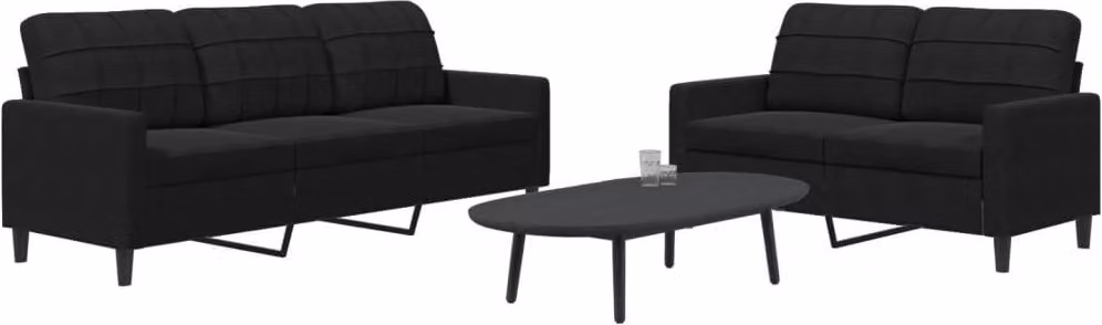 Maison Exclusive - Set divano a 2 posti con cuscini in velluto nero