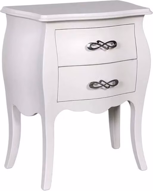 Comodino 2 cassetti bombato legno shabby bianco 50x30x60 - Mobili 2G