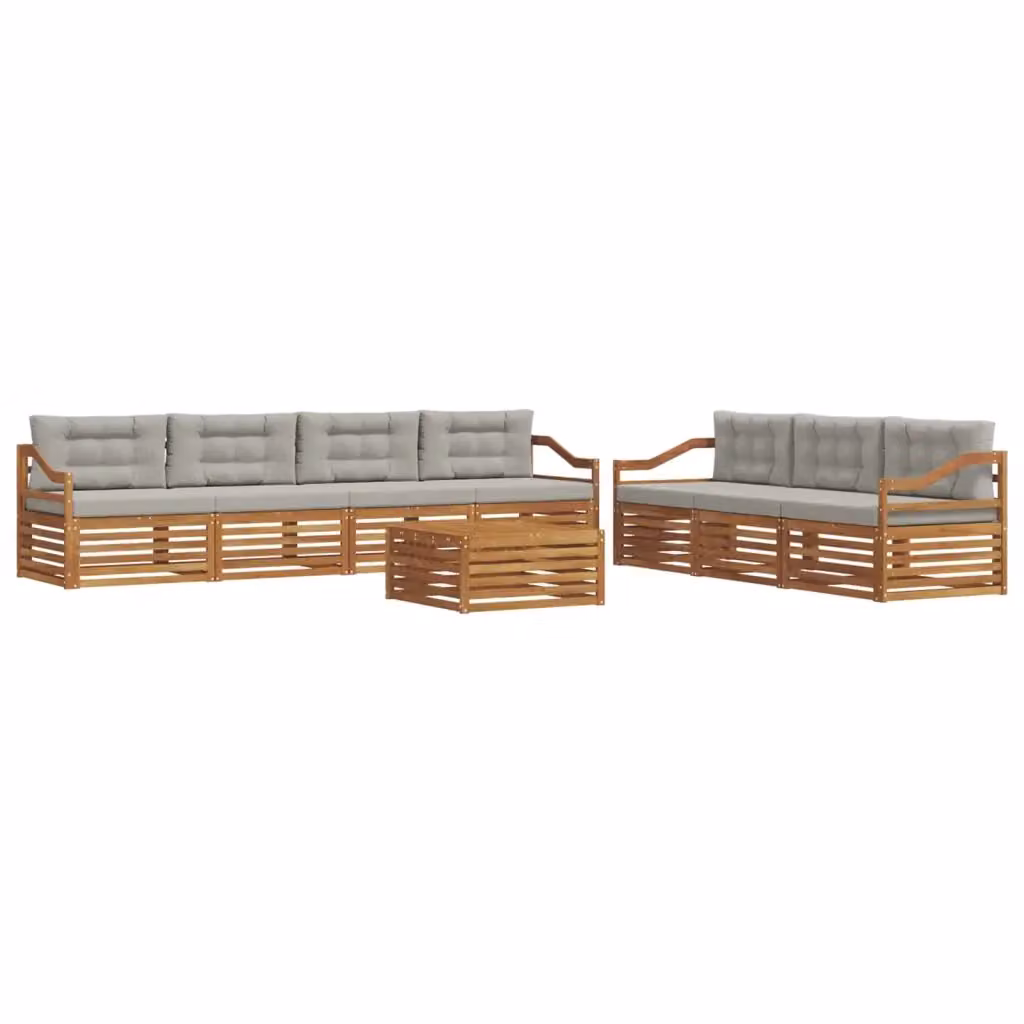 Set di divani da esterno vidaXL a forma di U in legno di acacia con cuscini, beige e grigio – 2