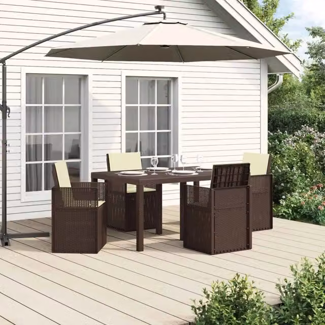 Set da Pranzo per Giardino 5 pz Marrone e Crema PP 3430059