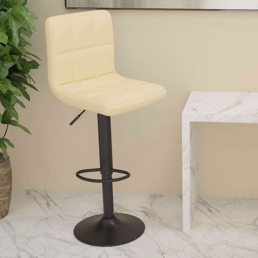 Sgabello da bar vidaXL moderno in tessuto e similpelle beige con struttura in metallo