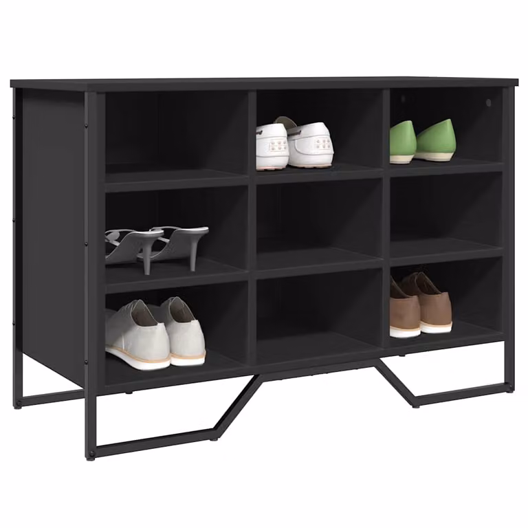 Scarpiera moderna vidaXL nera in legno e metallo L: 90 cm, P: 38 cm, H: 61,5 cm