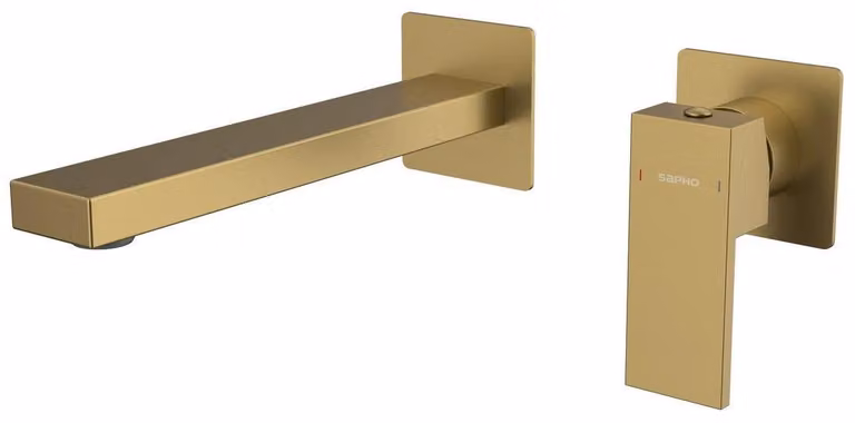 CUBEMIX Miscelatore per lavabo a 2 fori, oro opaco