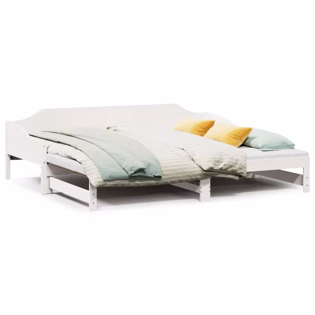 Divano Letto con Letto Estraibile vidaXL in Legno di Pino Massello Bianco – 2