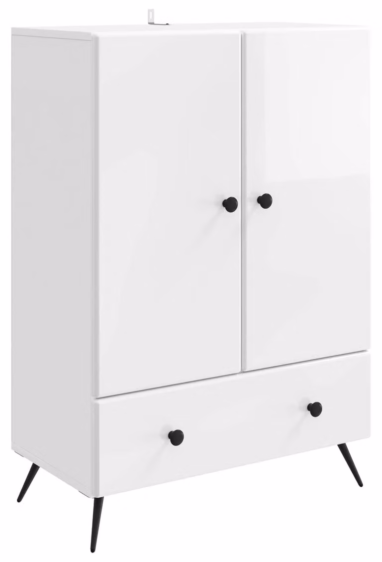 Credenza Bianco Lucido 66 x 34,5 x 95 cm Legno ingegnerizzato