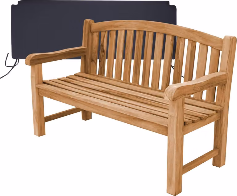 Panchina da giardino in teak extraforte Bari 150cm + cuscino di seduta nero