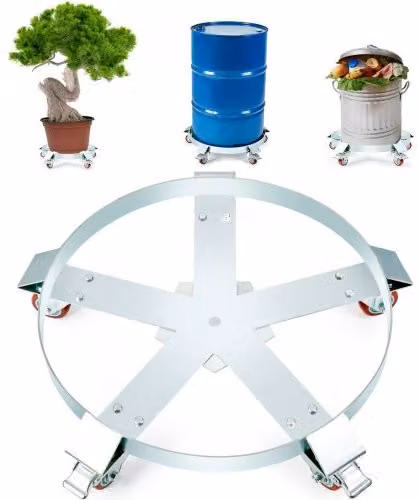 Carrello Base Rotondo VEVOR in Acciaio Argento per Trasporto Bombole e Fusti fino a 250 Litri con Capacità Massima 567 kg