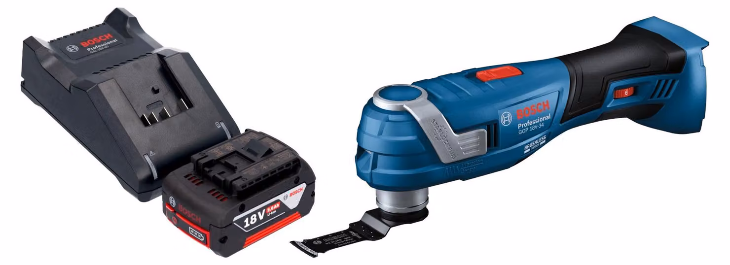 Bosch GOP 18V-34 Multi Cutter professionale a batteria 18 V Starlock Plus + 1x batteria ricaricabile 5,0 Ah + caricatore