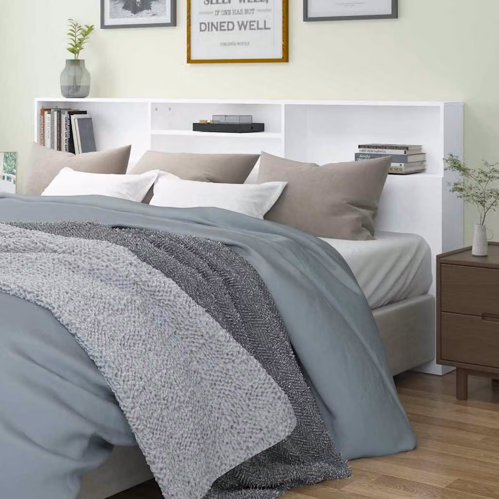 Testiera con contenitore e ripiani integrati vidaXL, colore bianco, L: 220 cm, P: 19 cm, H: 101,5 cm