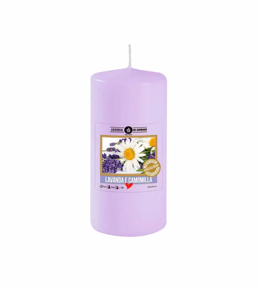 CERERIA DI GIORGIO Candela profumata lavanda 6x15 cm senza allergeni
