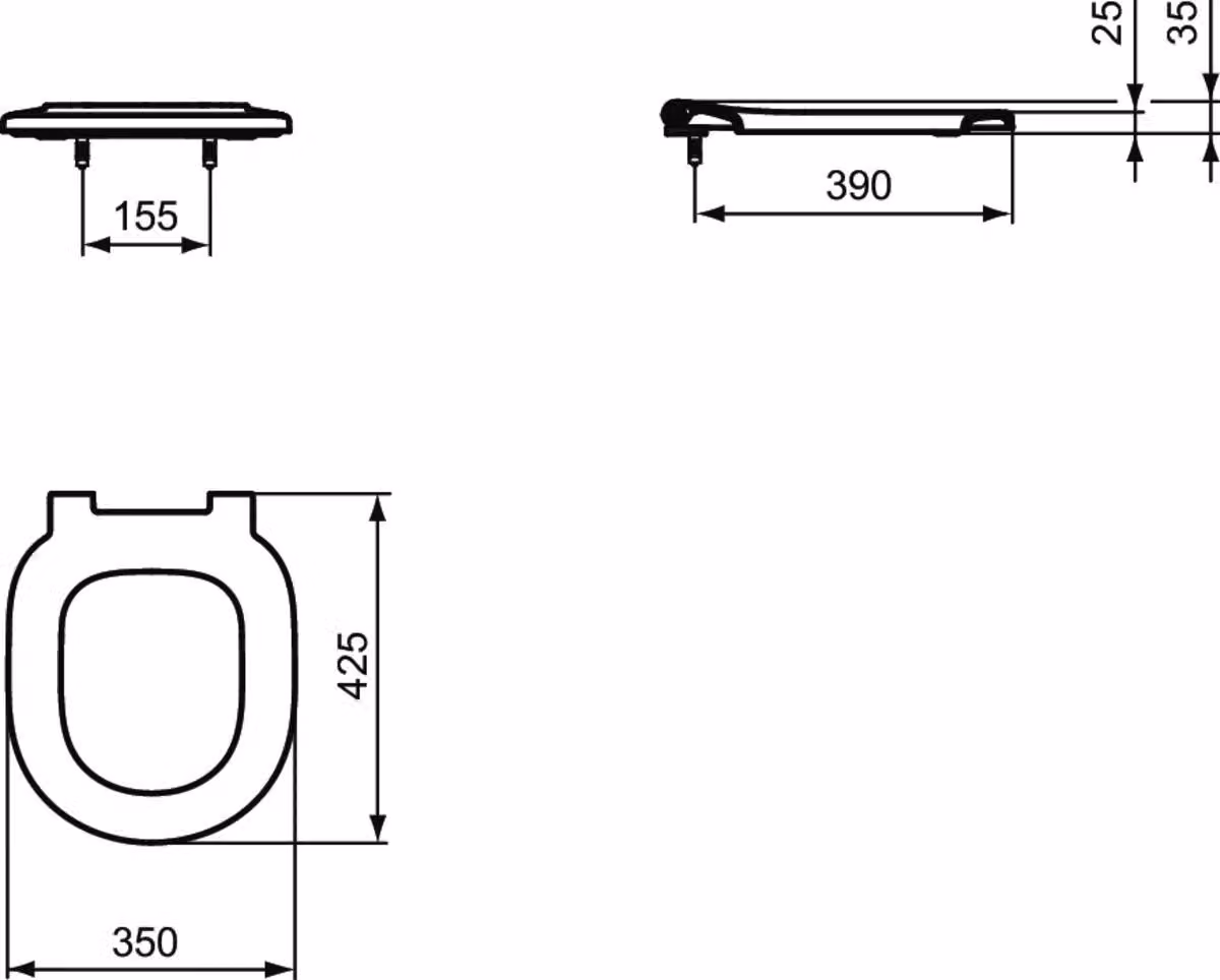 Ideal Standard Connect Freedom abattant de WC avec charnière à tige, blanc, E821801, E821801