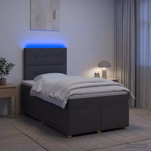 Letto box spring con materasso Grigio Scuro 120 x 200 cm 3455323