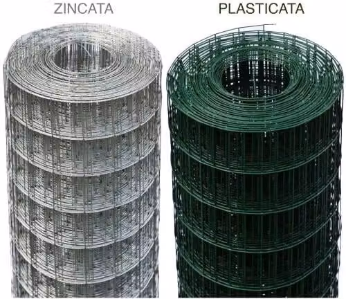Rete di recinzione elettrosaldata in metallo plasticato verde EACOMMERCE con maglia 50x75 mm, Altezza: 200 cm, Lunghezza: 25 m