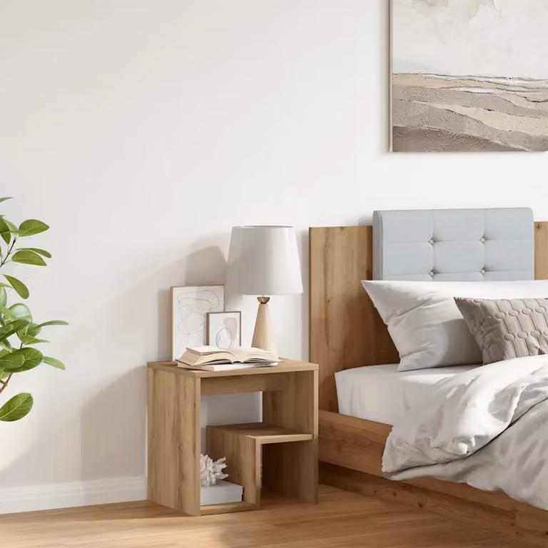 Comodino moderno vidaXL in legno multistrato e MDF, colore marrone e beige, L 40 cm x P 30 cm x H 40 cm