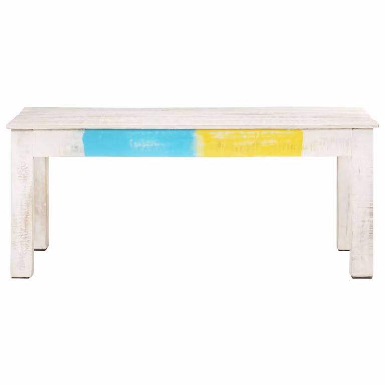 Tavolino bianco 110x60x45 cm in legno massiccio di mango