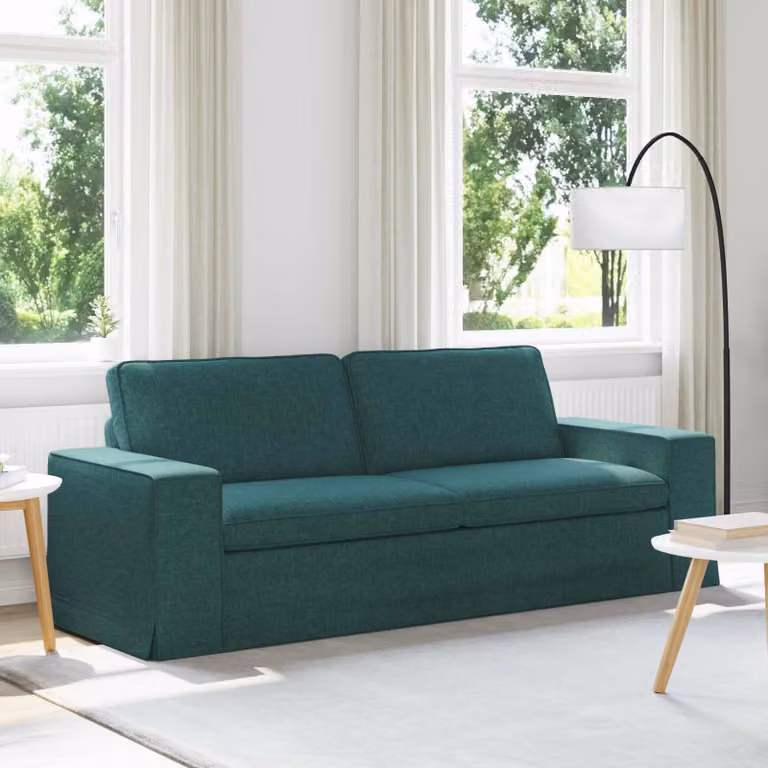 vidaXL Divano Moderno in Tessuto Verde Scuro con Struttura in Metallo L: 222 cm, P: 80 cm, H: 82 cm
