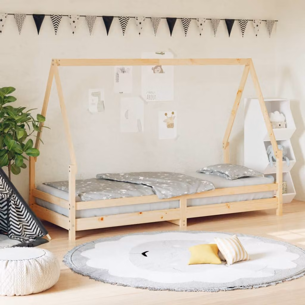 vidaXL Giroletto per Bambini in Legno Massello di Pino Rustico Non Trattato L/P/H: 200 x 80 cm
