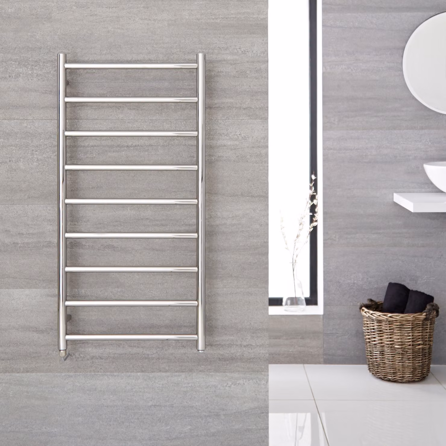 Scaldasalviette Elettrico a Scaletta - Termoarredo Bagno Acciaio Inossidabile - 300W - 1200 x 600mm - Quo