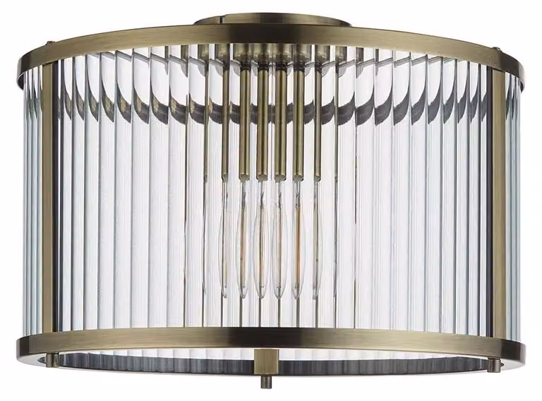 Lampada a sospensione RIDGETON in ottone anticato, 1xE27x20W, vetro, dimensioni: 21,5x31x31 cm, IP20, Endon