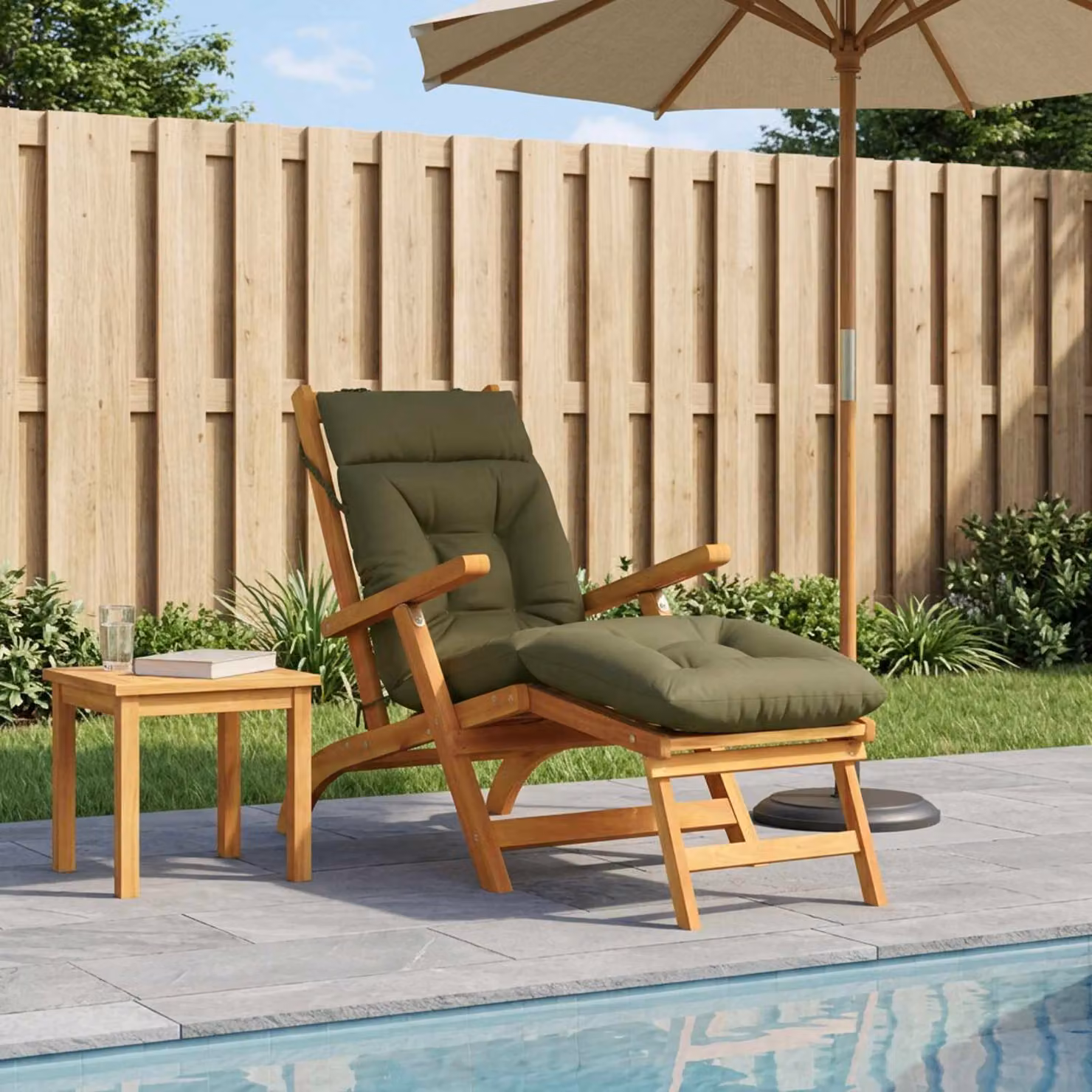 vidaXL Cuscino per Lettino VIANEN Verde, in Poliestere con Rivestimento Lavabile e Resistente ai Raggi UV