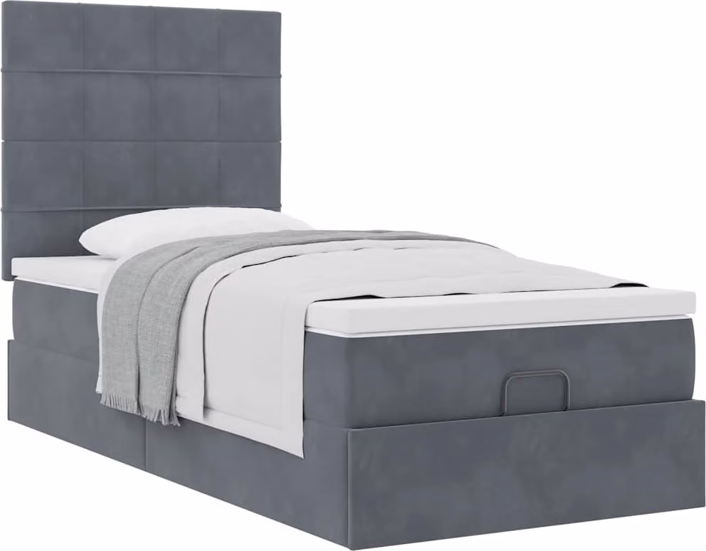 Struttura Letto Pouf con Materassi 90x190 cm in Velluto
