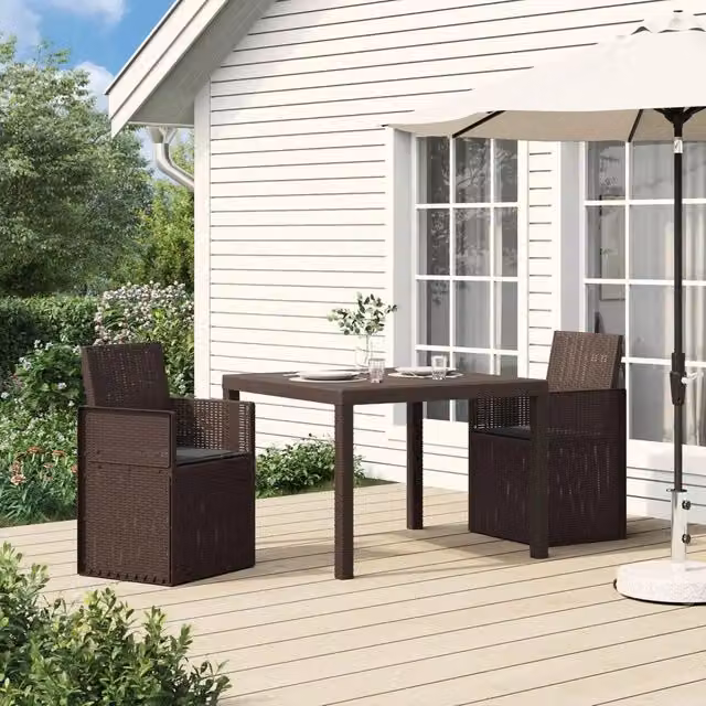 Set di 2 sedie da giardino vidaXL moderne con braccioli in plastica, resistenti ai raggi UV, colore marrone e antracite
