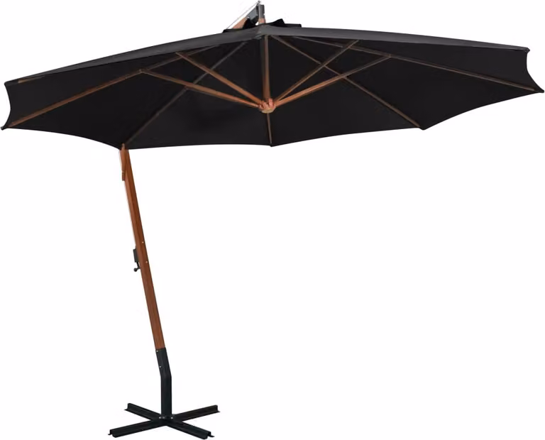 Maison Exclusive - Ombrellone a braccio con palo nero 3,5x2,9 m in legno massello di abete