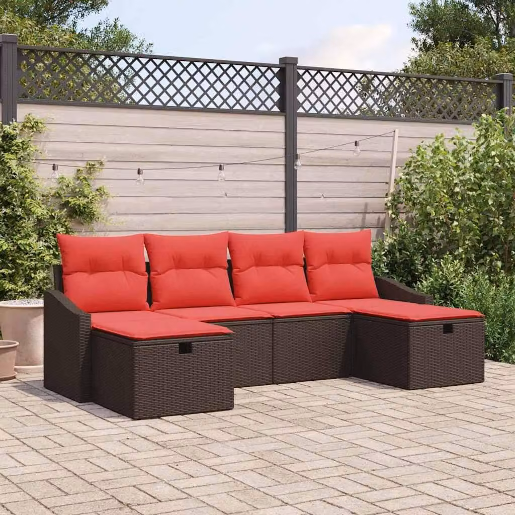 Maison Exclusive - Set da giardino con 6 pezzi, divano in rattan sintetico