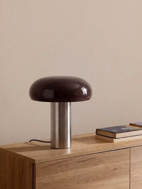 Lampada da tavolo moderna Topo di Kenay Home in metallo e tessuto con luce bianco caldo