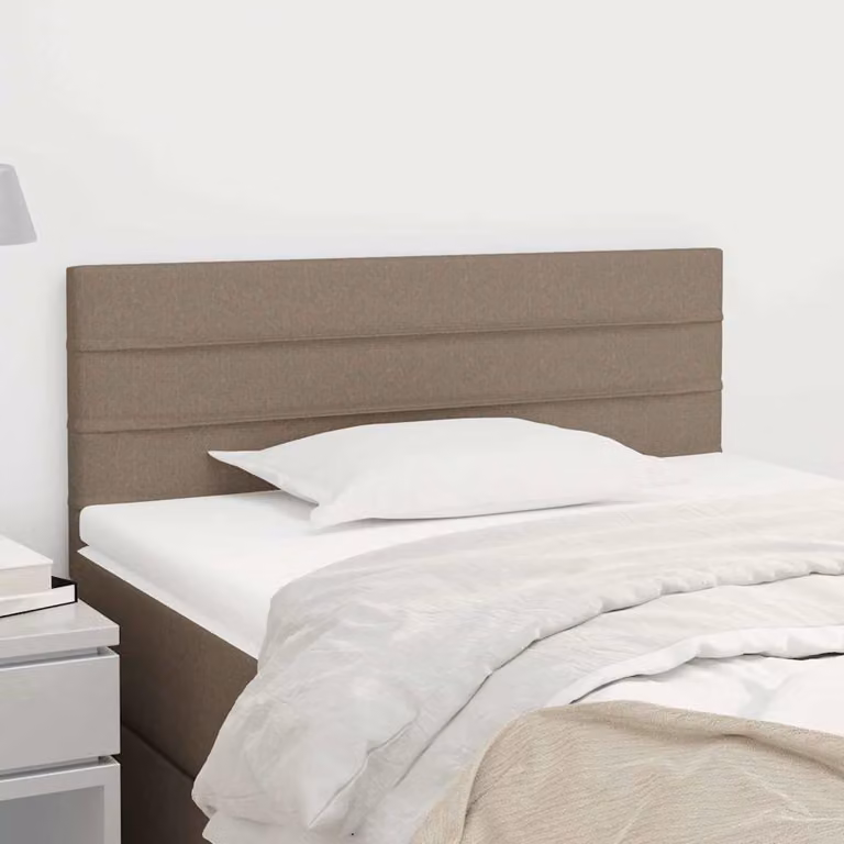Testiera per letto vidaXL in tessuto tortora con pannello imbottito, L: 100 cm, P: 5 cm, H: 78-88 cm