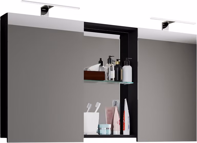 Armadio bagno senza tempo | Dimensioni ca. H. 59 x W. 112 cm D. 12 cm | Due porte con vano portaoggetti | Armadio a specchio - Budasi