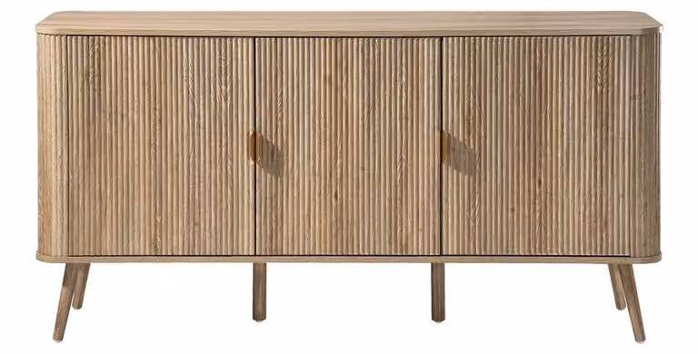Calicosy - Madia a 3 ante effetto rovere con frontali a listelli arrotondati L150 cm - MAHO