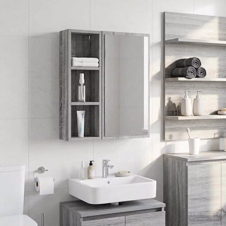 Armadio da bagno a muro vidaXL moderno in MDF grigio opaco L/P/H: 20 x 10 x 60,5 cm