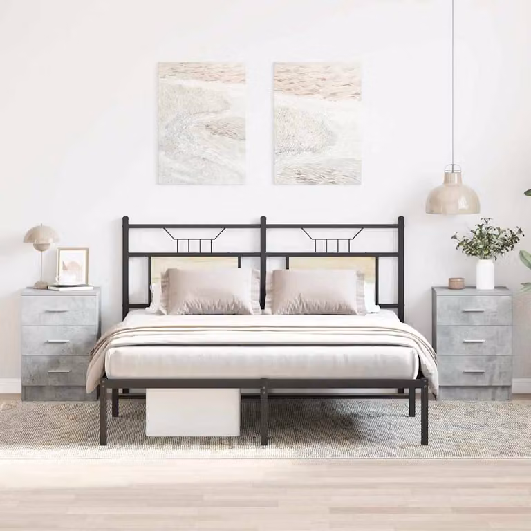 Set di 2 comodini vidaXL in legno multistrato e MDF, colore grigio cemento, L 38 cm x P 35 cm x H 56 cm