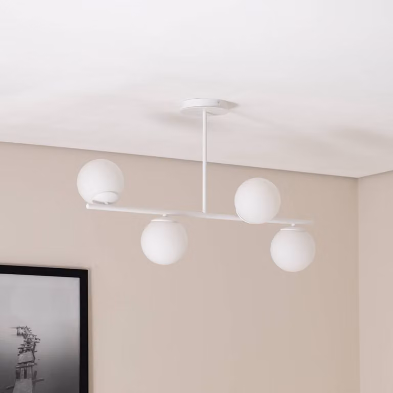 Plafoniera soffitto Kabo EMIBIG LIGHTING, dimmerabile, Bianco / Opale, Soggiorno / Sala da pranzo, Vetro, Moderno, Plafoniera