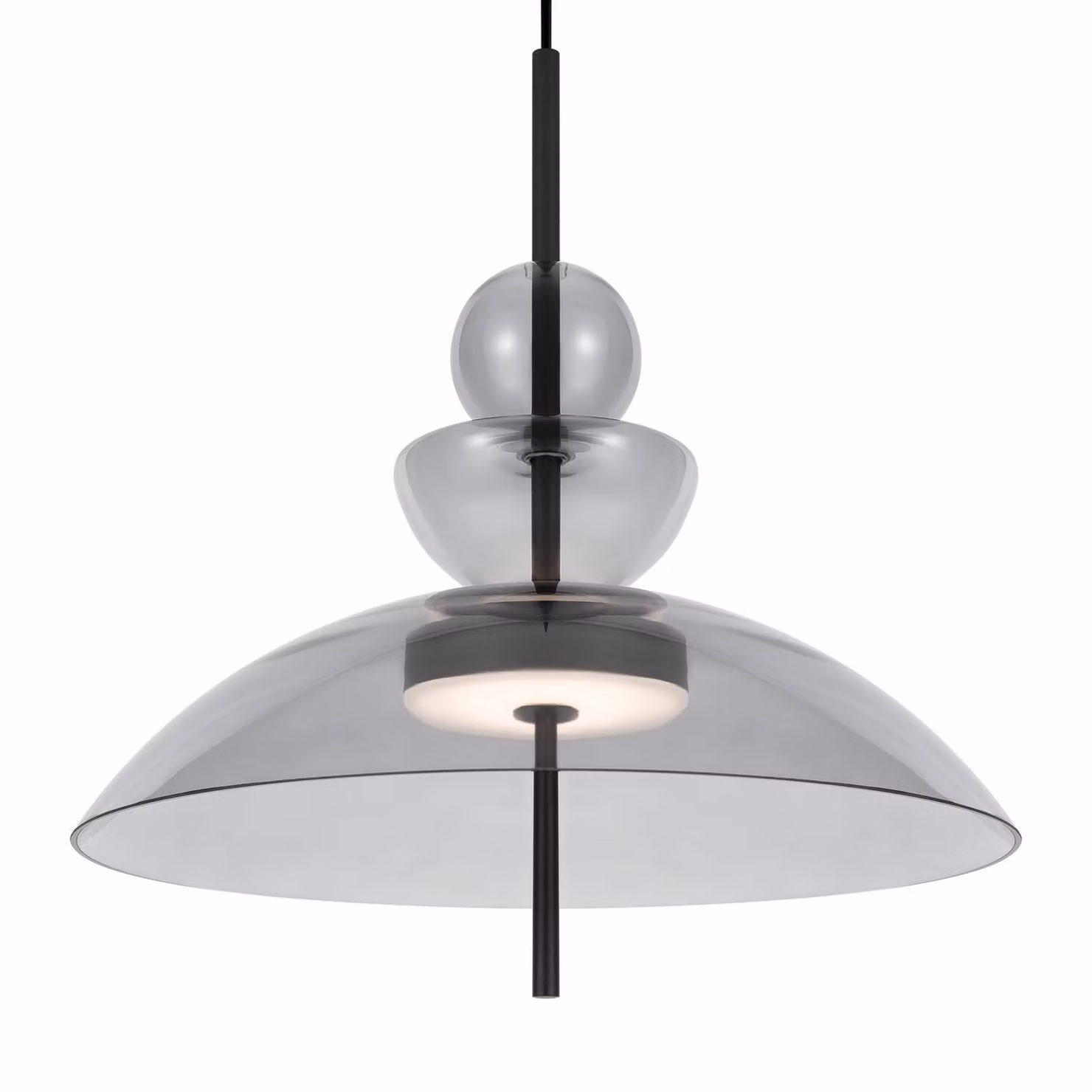 Maytoni Lampada LED a sospensione Bangkok, Ø 40 cm, grigio chiaro, vetro Bangkok, Nero, Soggiorno / Sala da pranzo, Metallo, Moderno
