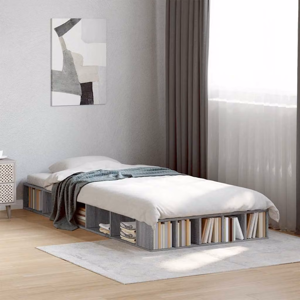 Giroletto vidaXL in legno multistrato grigio con doghe fisse L/P: 200 x 90 cm – 1