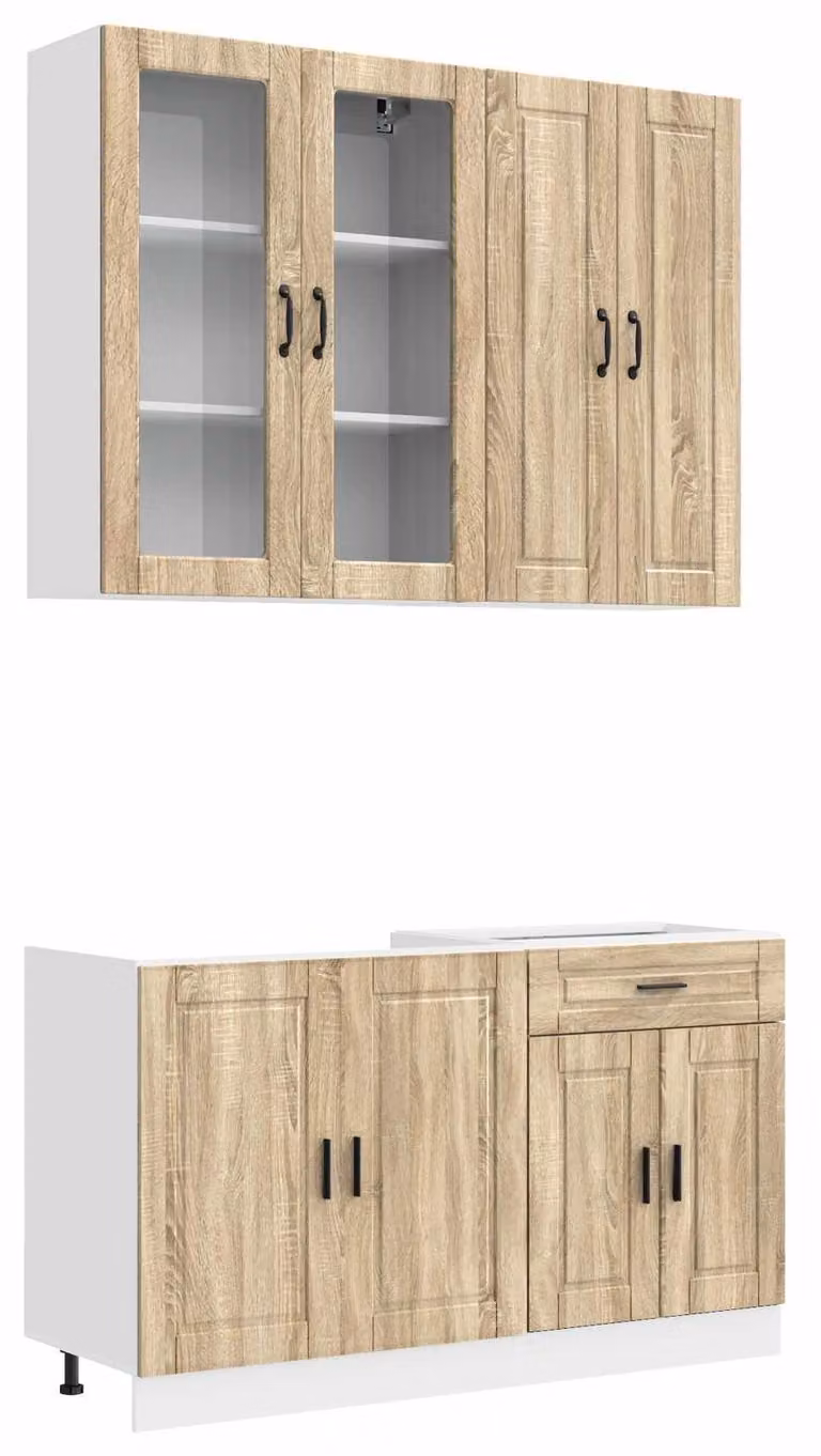 Set da cucina PORTO, composto da 4 elementi, realizzato in materiale composito effetto legno "Sonoma"