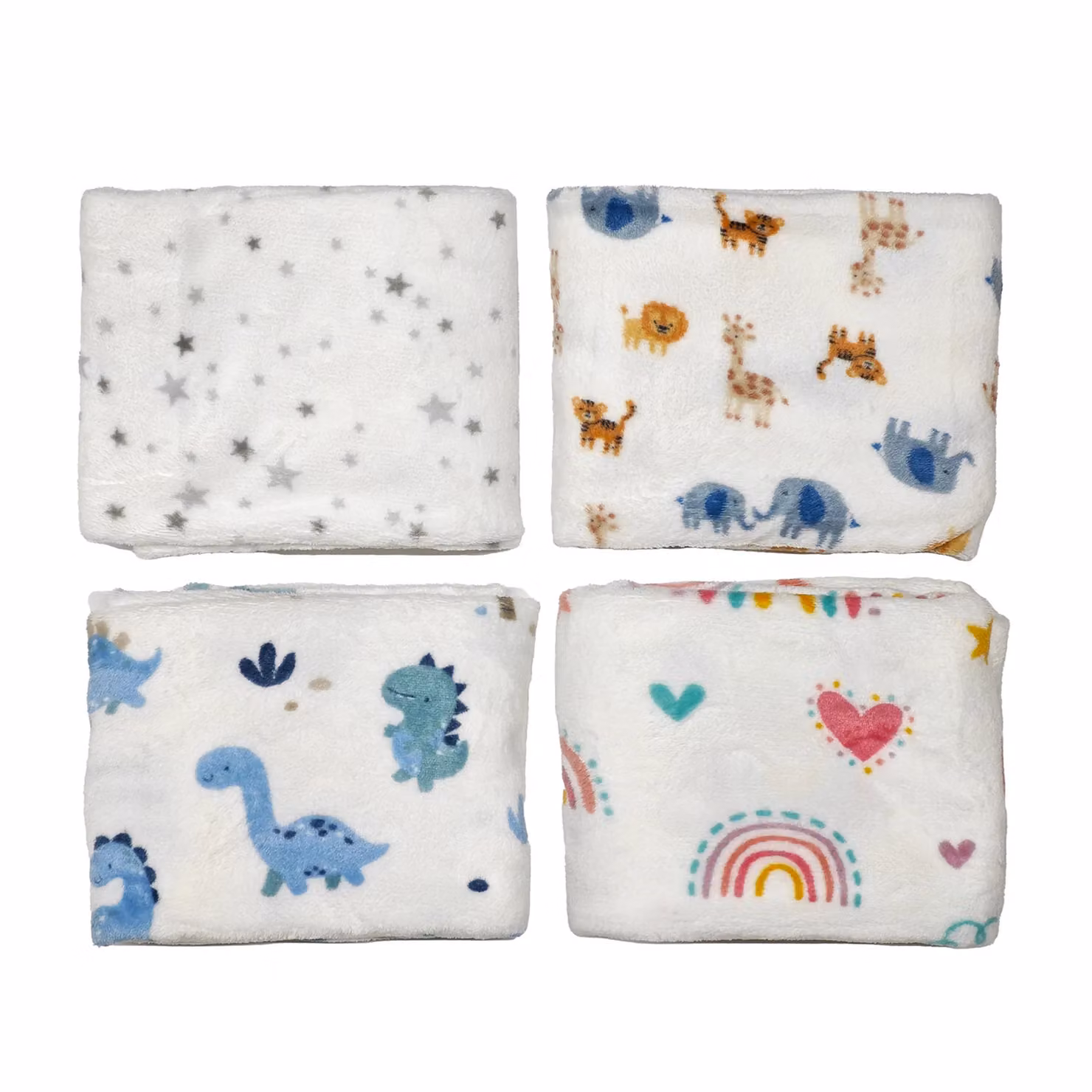 Plaid morbido per bambini VESTIAMO CASA con fantasie colorate di animali, in pile multicolore, H 100 x L 75 cm